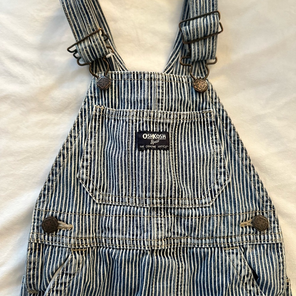 OshKosh B'gosh Kids Blue and White Striped Overalls
